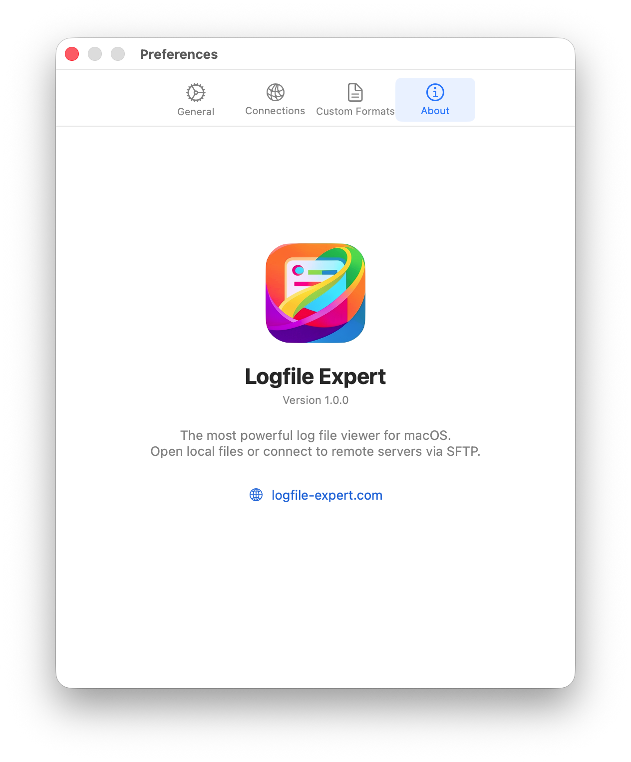 Preferences - About tab